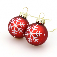 Red bauble with a white snowflake 
