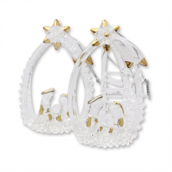 Glass christmas crib silver 8 cm 