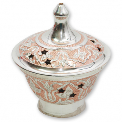 Incense vessel 11x9cm brass nickel plated, pink, for a charcoal 