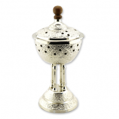 Incense vessel 22x10cm nickel-plated brass, for a charcoal 