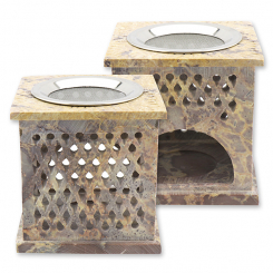 Weihrauchgefäß 9x9cm Speckstein mit Sieb, für Teelicht 