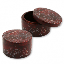 Schatulle aus Speckstein rund 10x6cm 
