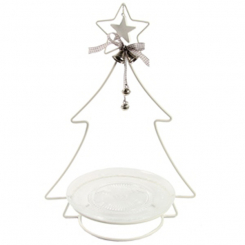 Etagere in Baumform aus Metall weiß mit Glasteller, d = 20 cm 