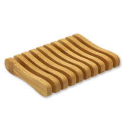 Seifenschale aus Bambus eckig mit Abtropfgitter 