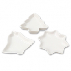 Seifenschale Porzellan Stern-, Tannenbaum- und Glockenform sortiert 