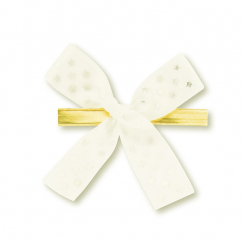 Wiener Mascherl 15mm, weiß mit Sterne silber, handgeknüpft 