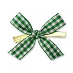 Wiener Mascherl 15mm, grün-kariert, handgeknüpft 