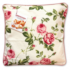 Swiss pine pillow 40x40cm white with roses filled with swiss pine shavings 