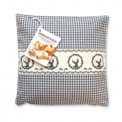 Swiss pine pillow 30x30cm with a deer motive grey filled with swiss pine shavings 