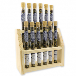 Wooden stand filled with incense mix 18g in a vial, "Arabisch dunkel" 