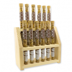 Wooden stand filled with incense mix 18g in a vial, Incense with swiss pine 