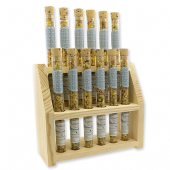 Wooden stand filled with incense mix 18g in a vial, "Urvertrauen" 