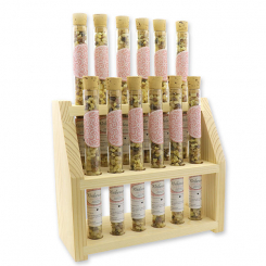 Wooden stand filled with incense mix 18g in a vial, Incense with myrrh 