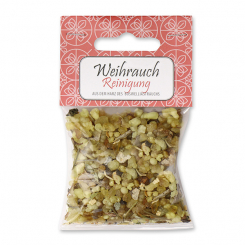 Incense mix 25g in a cellophane bag with a card, "Reinigung" 