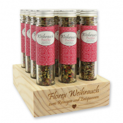 Aufsteller Holz befüllt mit Weihrauchmischung 35g im hohen Glas, Pontifikal 