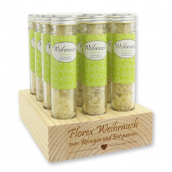 Aufsteller Holz befüllt mit Weihrauchmischung 35g im hohen Glas, Cathedral 