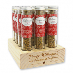 Aufsteller Holz befüllt mit Weihrauchmischung 35g im hohen Glas, Caspar 