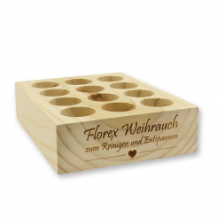 Aufsteller Holz lasergraviert unbefüllt, für Weihrauch 30/35g 