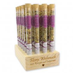 Aufsteller Holz befüllt mit Weihrauchmischung 18g in der Phiole, Wohlbefinden 