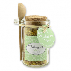 Weihrauchmischung 70g im Glas mit Kork und Holzlöffel dekoriert, Maria 