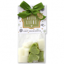 Schafmilchseife Herz mini 10x8g in Cello "Alles Liebe", Classic/Eisenkraut 
