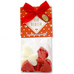 Schafmilchseife Herz mini 10x8g in Cello "Von Herzen", Classic/Granatapfel 
