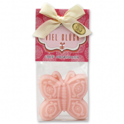 Schafmilchseife Schmetterling 60g in Cello "Viel Glück", Pfingstrose 