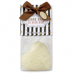 Sheep milk soap heart florex 80g in a cellophane bag "Schön, dass es dich gibt", Classic 