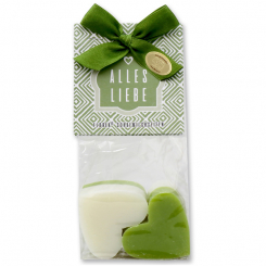 Schafmilchseife Herz mittel 4x23g in Cello "Alles Liebe", Classic/Lemongras 