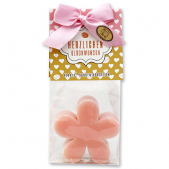 Schafmilchseife Margerite 75g in Cello "Herzlichen Glückwunsch", Pfingstrose 