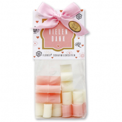 Schafmilchseife Margerite mini 6x15g in Cello "Vielen Dank", Classic/Pfingstrose 