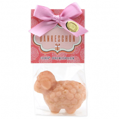 Schafmilchseife Schaf Lina mittel 75g in Cello "Dankeschön", Wildrose mit Blüten 
