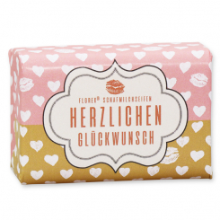 Sheep milk soap 100g "Herzlichen Glückwunsch", Peony 