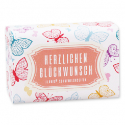 Sheep milk soap 100g "Herzlichen Glückwunsch", Rose with petals 