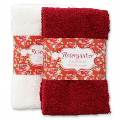 Guest towel 30x50cm "Rosenzauber", bordeaux/white 