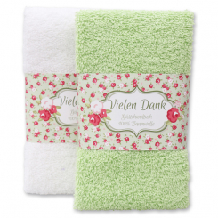 Guest towel 30x50cm "Vielen Dank", green/white 