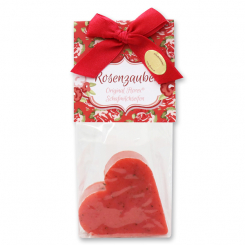 Sheep milk soap heart 85g in a cellophane bag "Rosenzauber", Peony 