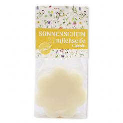 Sheep milk soap flower 115g in a cellophane bag "Sonnenschein", Classic 