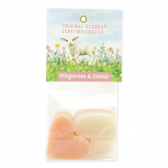 Schafmilchseife Herz mittel 4x23g in Cello "Naturzauber Motiv 6, Classic/Pfingstrose 