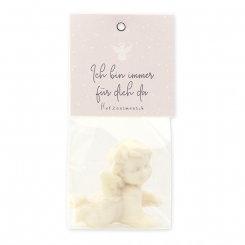 Sheep milk soap angel 50g "Ich bin immer für dich da - Herzensmensch", Christmas rose white 