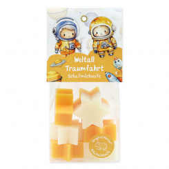 Sheep milk soap star mini 7x12g in a cellophane bag "Weltall Traumfahrt", Fruit dream/ Sheep sensitive 