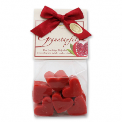 Sheep milk soap heart 10x8g in a cellophane bag "classic", Pomegranate 