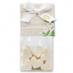 Sheep milk soap heart 10x8g in a cellophane bag "classic", Christmas rose white 