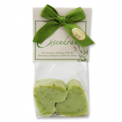 Sheep milk soap heart 4x23g in a cellophane bag "classic", Verbena 