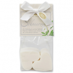 Sheep milk soap heart 4x23g in a cellophane bag "classic", Christmas rose white 