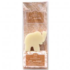 Sheepmilk soap packed with florentine-sleeve in a cellophane bag, elephant 80g classic and 100g almond oil 