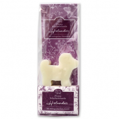 Sheep milk soap packed with florentine-sleeve in a cellophane bag, dog 72g classic and 100g Elderberry 