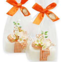 Schafmilchseife Herz groß 85g, dekoriert mit Maiglöckchen in Cello, Classic 