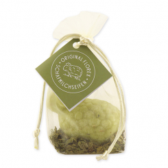 Sheep milk soap sheep 75g, decorated with verbena-herbs in organza, Verbena 