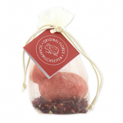Sheep milk soap sheep 75g, with rose petals in organza, Rose with petals 